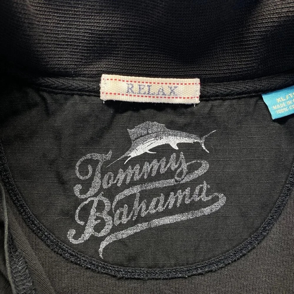 Tommy Bahama Men’s Sweater Black Cotton Long Sleeve Quarter Zip‎ Size XL